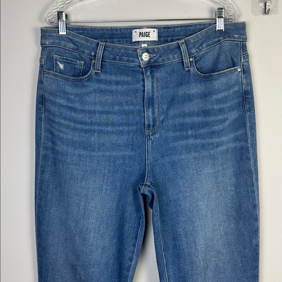 Paige High Rise Laurel Canyon Jeans in Tropicana Boot Cut Monsoon Hem Size 33 - Picture 3 of 16